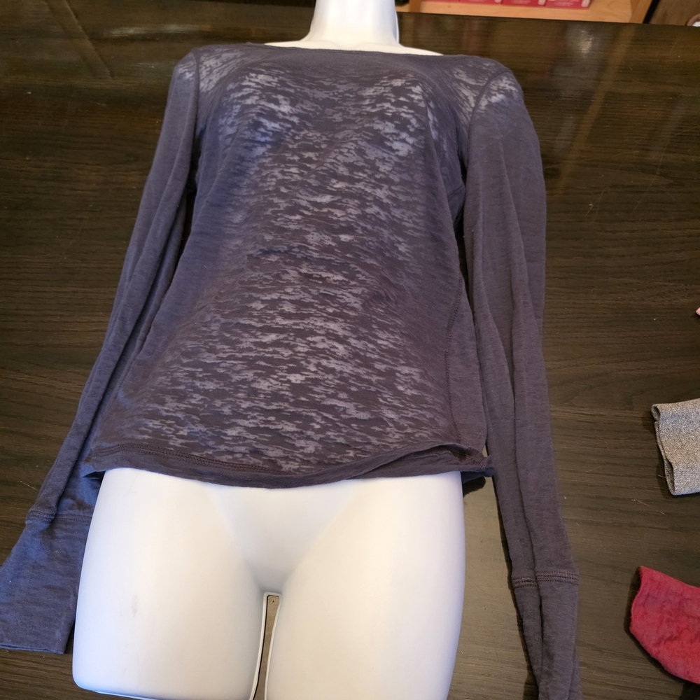 Vanity Dark Grayed  Burn Out Long Sleeve Top Size M